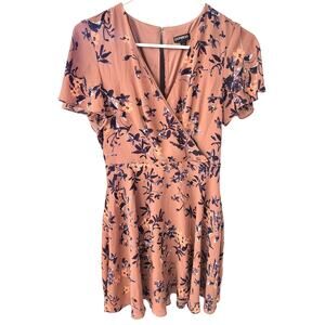 Express Blush with Purple Flowers Flare Dress - Size 2